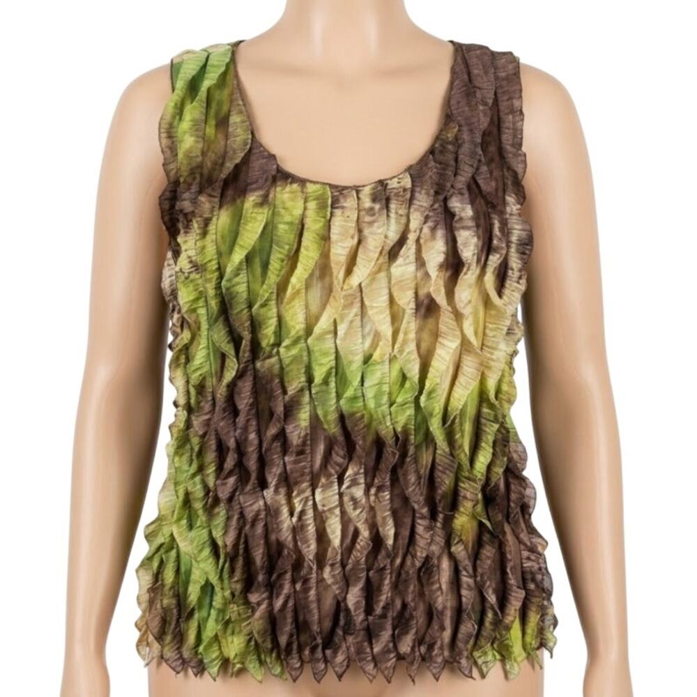 Haley Matthews Tank Top XL Brown Green Fairy Earthy Boho Cottage Whimsical Y2K